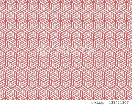 臙脂色の亀甲網代の背景 臙脂色の亀甲網代の背景 135421307