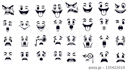 A Diverse Collection of Cartoon Facial Expressions and Emotions for Animation and Design 135422019