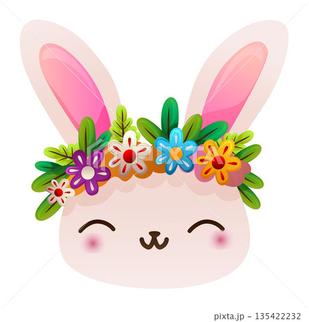 rabbit spring easter wearing flower wreath rabbit spring easter wearing flower wreath 135422232