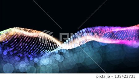Wave pattern vector. 3D glowing abstract digital particles background. Technology concept. Abstract background. Future vector illustration. 135422733