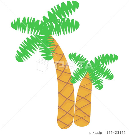 Vector palm coconut tree cartoon icon illustration 135423153