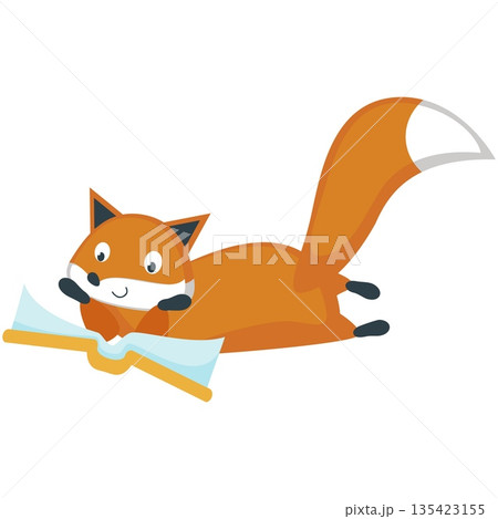 Red fox reading book vector icon illustration Red fox reading book vector icon illustration 135423155