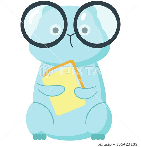 Smart hamster and book animal cartoon vector icon 135423189