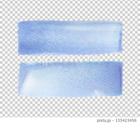 Abstract hand drawn wide watercolor brush strokes blue, light, sky, sea, purple with granulation texture in blue. Artistic design element for creative project. 135423456