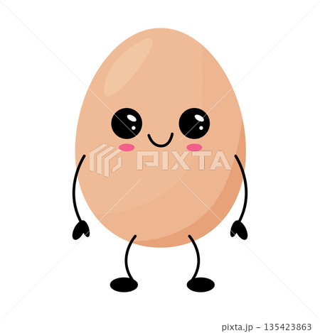 Cute Kawaii Egg Character With Happy Face Cute Kawaii Egg Character With Happy Face 135423863