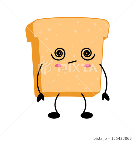 Cute Kawaii Toast Bread Character Illustration 135423869