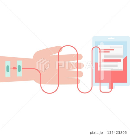 Human hand donating blood vector icon isolated on white 135423896