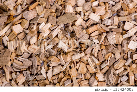 Alder wood chips for smoking foods closeup 135424005