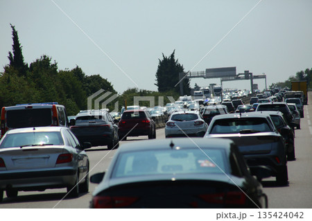 Highway Traffic Jam with Tunnels and Traffic Lights Highway Traffic Jam with Tunnels and Traffic Lights 135424042