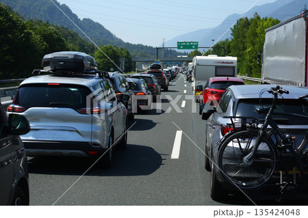Highway Traffic Jam with Tunnels and Traffic Lights Highway Traffic Jam with Tunnels and Traffic Lights 135424048
