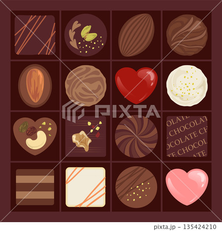 いろいろなチョコレートの詰め合わせイラスト素材 いろいろなチョコレートの詰め合わせイラスト素材 135424210