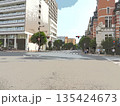 港町横浜・関内界隈の道路と街並み。イラスト風の写真。 135424673