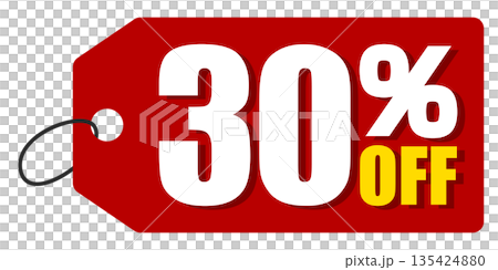 30%オフのセールを表すディスカウントラベル 30%オフのセールを表すディスカウントラベル 135424880