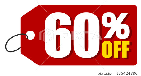 60％オフのセールを表すディスカウントラベル 135424886