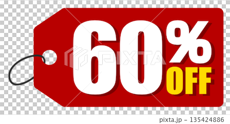 60％オフのセールを表すディスカウントラベル 135424886