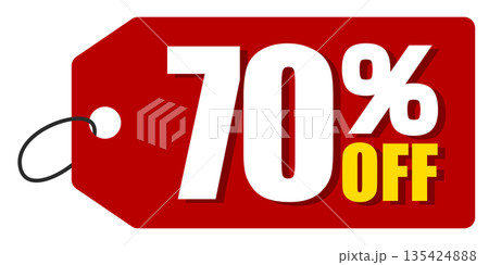 70％オフのセールを表すディスカウントラベル 135424888