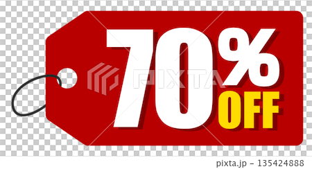 70％オフのセールを表すディスカウントラベル 135424888