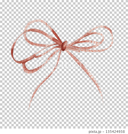 Hand-painted watercolor illustration of a rustic rope bow, isolated on white background for organic craft or packaging design Hand-painted watercolor illustration of a rustic rope bow, isolated on white background for organic craft or packaging design 135424938