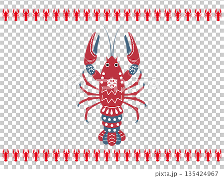Scandinavian-style crayfish illustration vector material 135424967