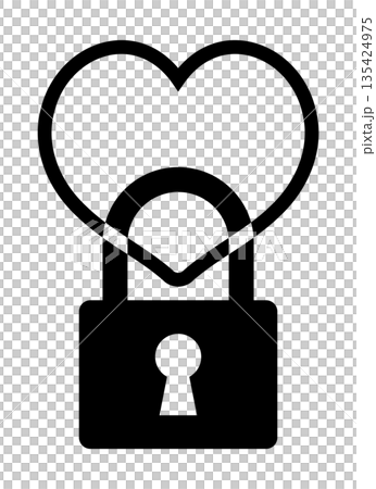 Padlock and heart ring icon 135424975