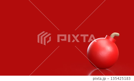 Red Bomb Representing Imminent Danger and High Risk Crisis Concept 3d render. 135425183