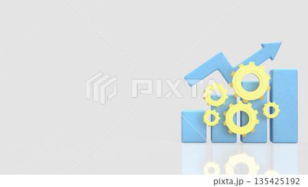 Business Performance Optimization Concept with Gears and Growth Chart 3d render. 135425192