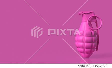 Pink Hand Grenade on Minimal Background Concept of Pop Art Danger 3d render. Pink Hand Grenade on Minimal Background Concept of Pop Art Danger 3d render. 135425205