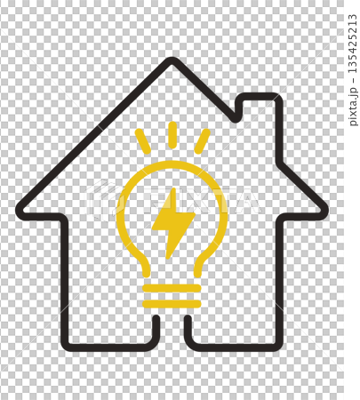 家庭用電。燈泡、節能和電費帳單圖示。 135425213