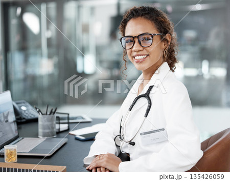 Woman in portrait, doctor and smile with medicine, healthcare and cardiology surgeon in office. Happy female medical professional, hospital consulting and positive face with glasses at clinic Woman in portrait, doctor and smile with medicine, healthcare and cardiology surgeon in office. Happy female medical professional, hospital consulting and positive face with glasses at clinic 135426059