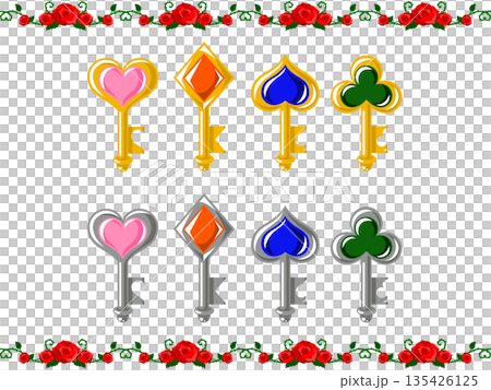 彩色撲克牌鑰匙 135426125