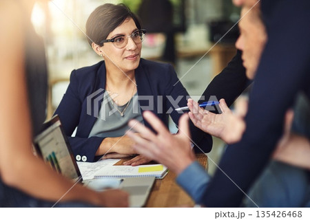 Woman, group and staff in a meeting, brainstorming and budget planning for growth, finance and investment. Female person, coworkers or team with profit growth, boardroom or trading with collaboration Woman, group and staff in a meeting, brainstorming and budget planning for growth, finance and investment. Female person, coworkers or team with profit growth, boardroom or trading with collaboration 135426468