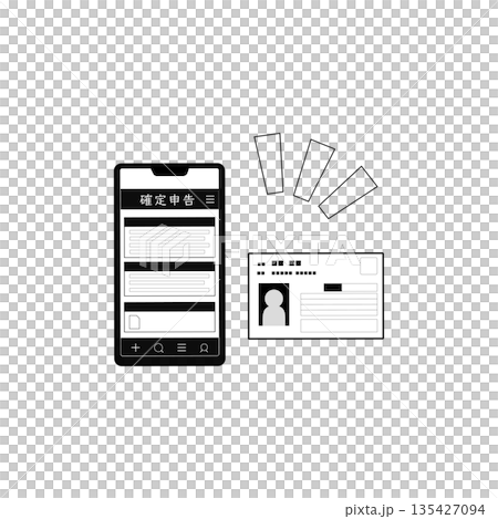 スマホで確定申告するイメージアイコン スマホで確定申告するイメージアイコン 135427094