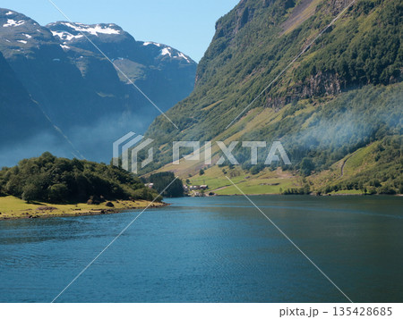 船で行くノルウェーのネーロイフィヨルド遊覧 135428685