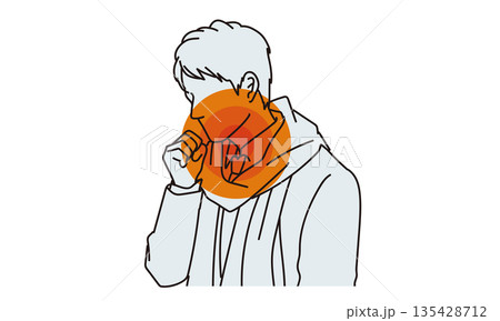 喉風邪イメージのビジネスマン男性のイラスト素材 喉風邪イメージのビジネスマン男性のイラスト素材 135428712
