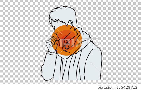 喉風邪イメージのビジネスマン男性のイラスト素材 喉風邪イメージのビジネスマン男性のイラスト素材 135428712