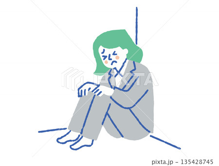 メンタル不調を抱える働く女性_色 メンタル不調を抱える働く女性_色 135428745