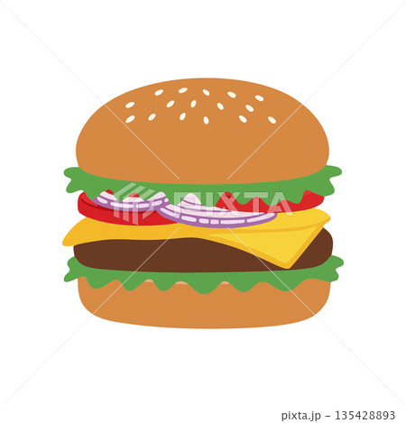 シンプルなハンバーガーのアイコンイラスト 135428893
