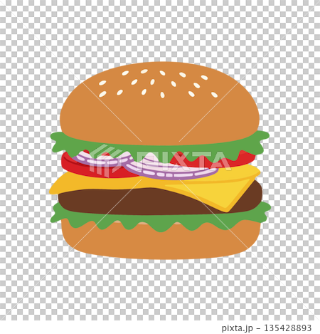 シンプルなハンバーガーのアイコンイラスト 135428893