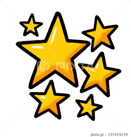 評価、グレード、ランクなどに使用する立体的な星マーク 135429239