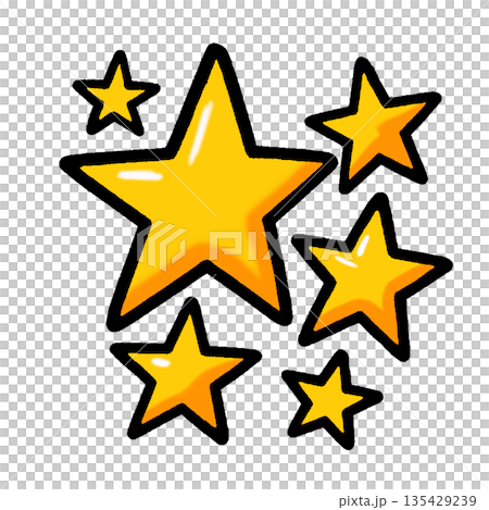 評価、グレード、ランクなどに使用する立体的な星マーク 135429239