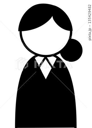 就活・ビジネス向け女性人物アイコン　OL・学生のシンプルシルエットイラスト 135429482