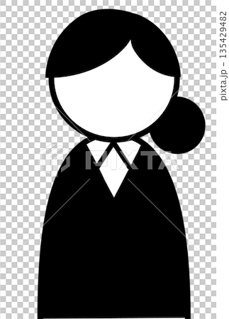 就活・ビジネス向け女性人物アイコン　OL・学生のシンプルシルエットイラスト 135429482