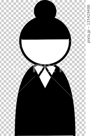 Female icon for job hunting and business - Simple silhouette illustration of office worker or student Female icon for job hunting and business - Simple silhouette illustration of office worker or student 135429486