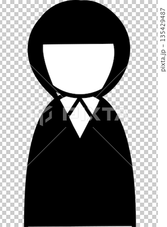 Female icon for job hunting and business - Simple silhouette illustration of office worker or student Female icon for job hunting and business - Simple silhouette illustration of office worker or student 135429487