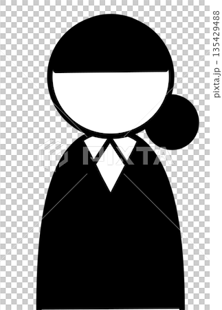 Female icon for job hunting and business - Simple silhouette illustration of office worker or student Female icon for job hunting and business - Simple silhouette illustration of office worker or student 135429488