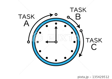 様々な仕事に取り組む時間を管理したイメージイラスト 135429512