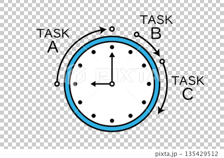 様々な仕事に取り組む時間を管理したイメージイラスト 135429512