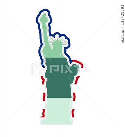 Statue of Liberty USA flat-style symbol, isolated, outline colors of the flag of the USA 135429591