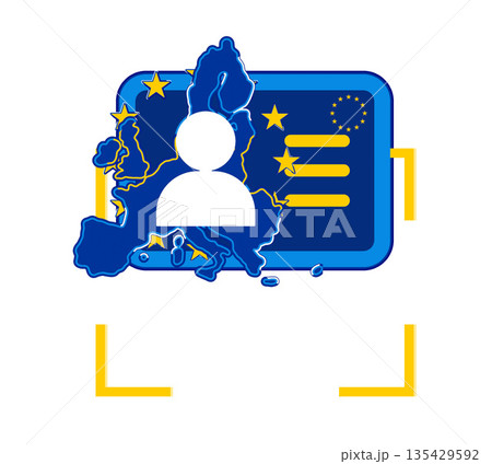 Digital ID as identification card of personal information in the colors of the EU, European Union digital Identification as eID, electronic id 135429592