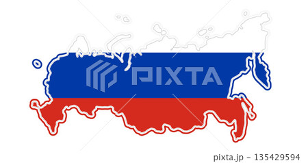 abstract flag colors background of Russia, simplified symbol shape of the map of Russia abstract flag colors background of Russia, simplified symbol shape of the map of Russia 135429594